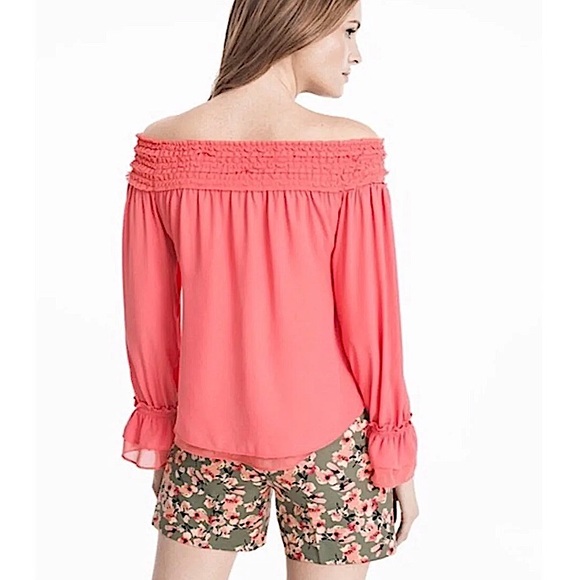 White House Black Market Smocked Ruffle Top - Picture 2 of 16